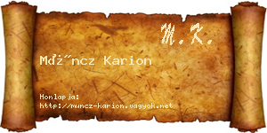 Müncz Karion névjegykártya